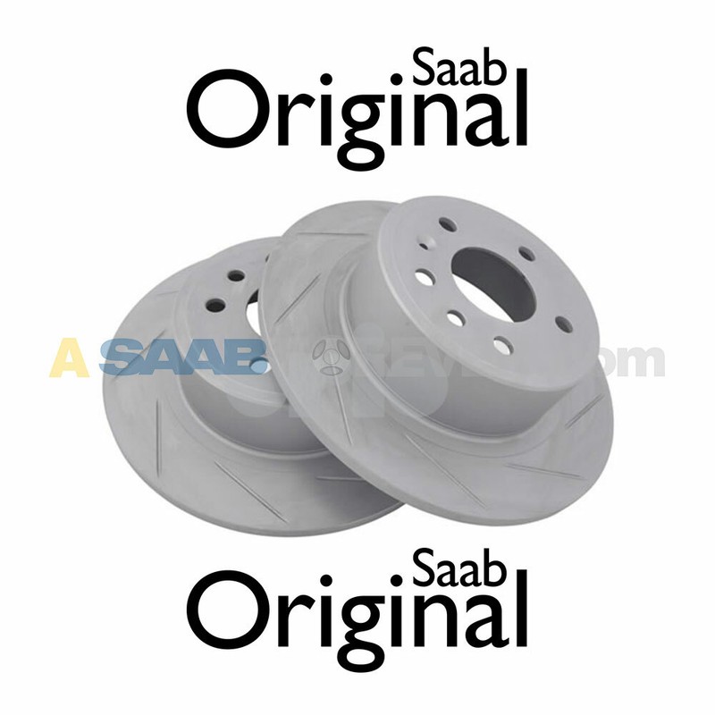 NEW GENUINE SAAB 9-3 VIGGEN REAR BRAKE ROTOR DISC SET SLOTTED OEM KIT 5084751