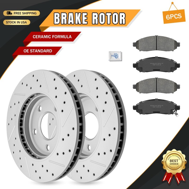 Front Drilled Disc Brake Rotors & Ceramic Pads for Nissan LEAF 2011 2012 2013