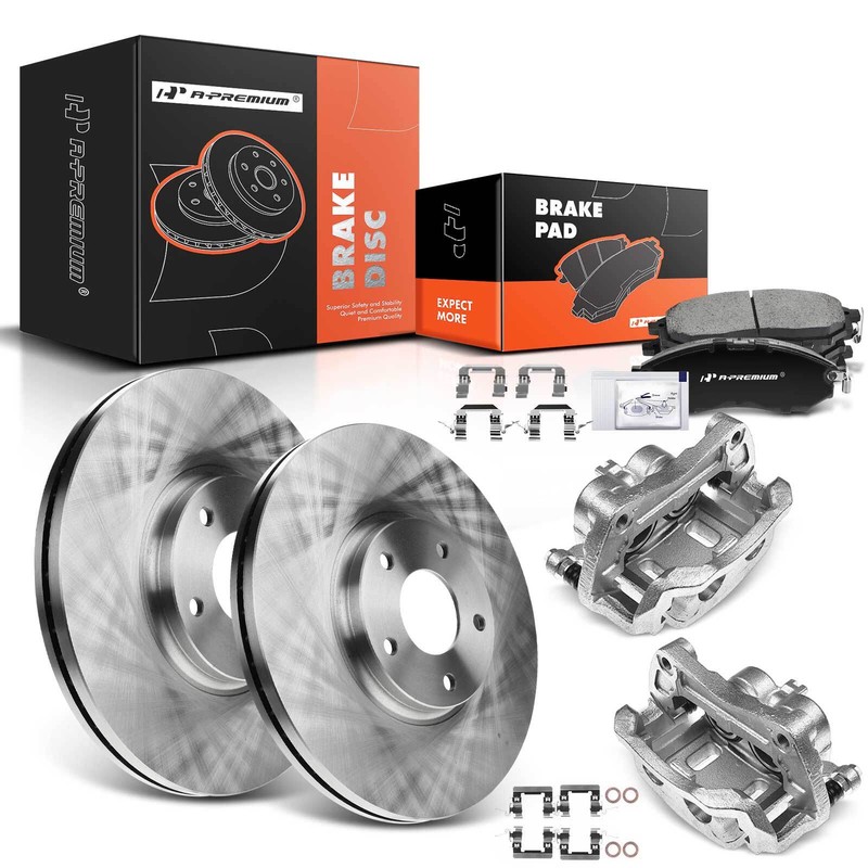 Front Disc Brake Rotors & Brake Pads + Brake Calipers for Nissan 370Z INFINITI
