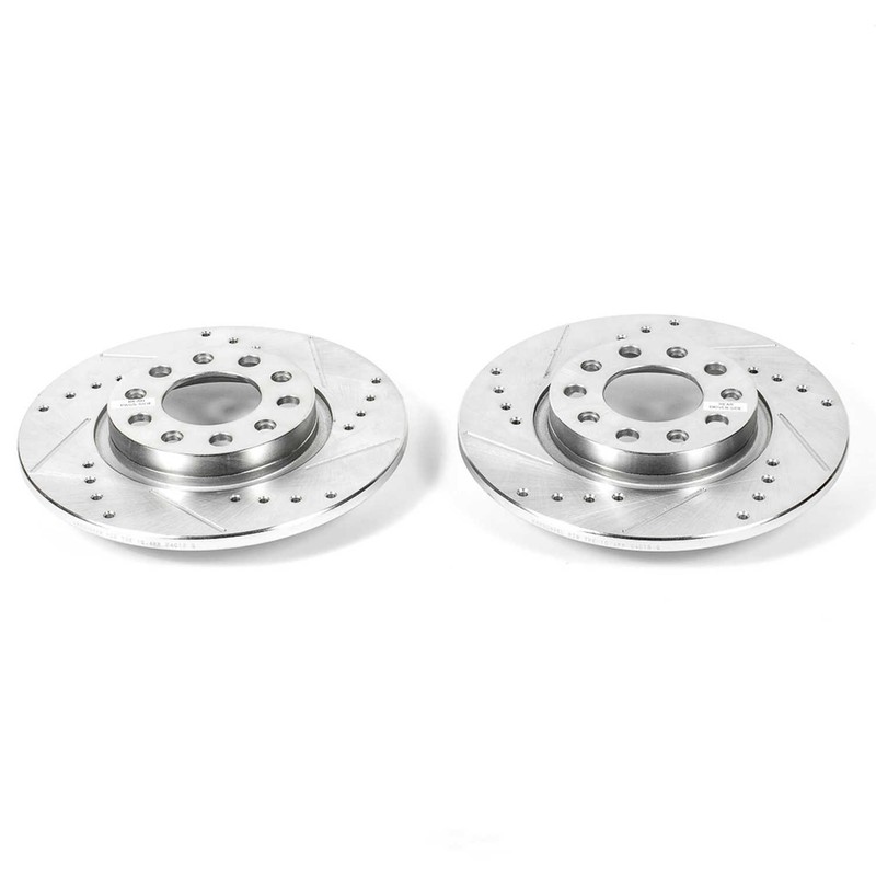 Disc Brake Rotor Set-Rear Drilled, Slotted and Zinc Plated Brake Rotor Pair