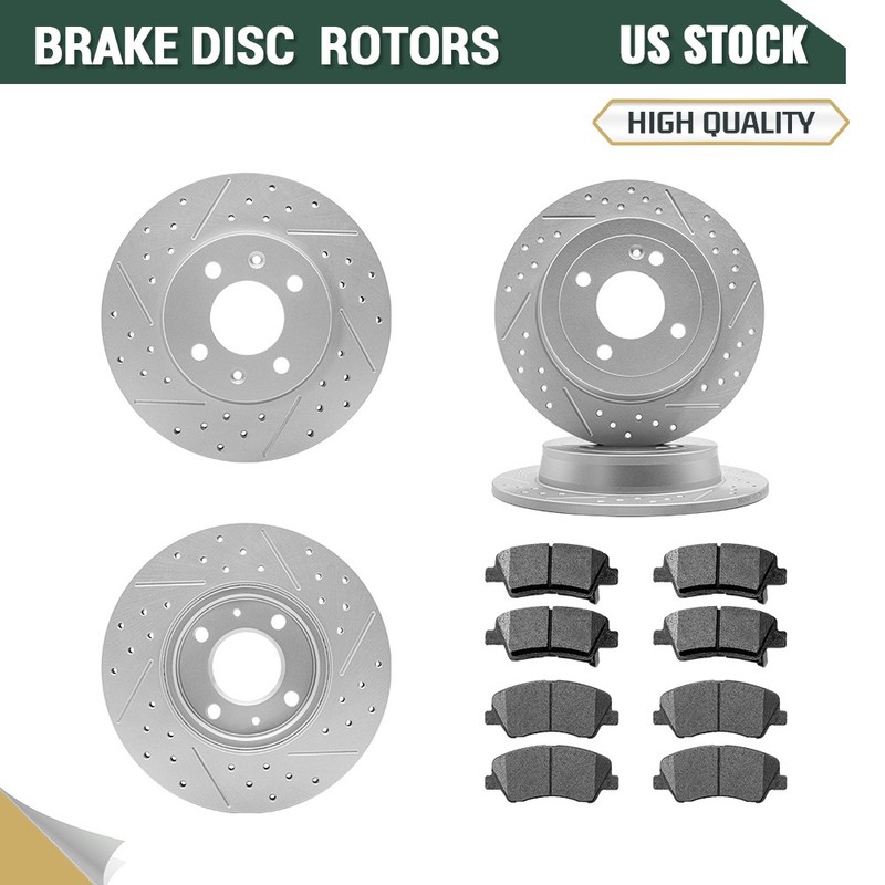 Front Rear Disc Rotors & Ceramic Pads Set for 2012-2017 Hyundai Accent Kia Rio