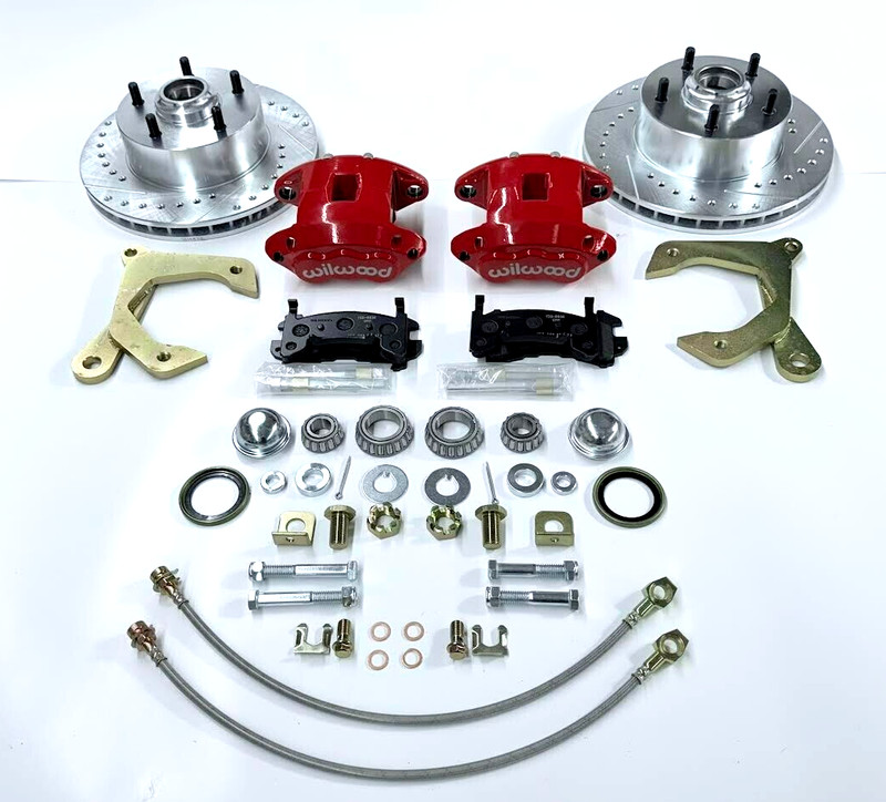 1955 – 1958 Chevy Car Bel Air Red Wilwood Front Disc Brake Kit 11″ Rotors Lines