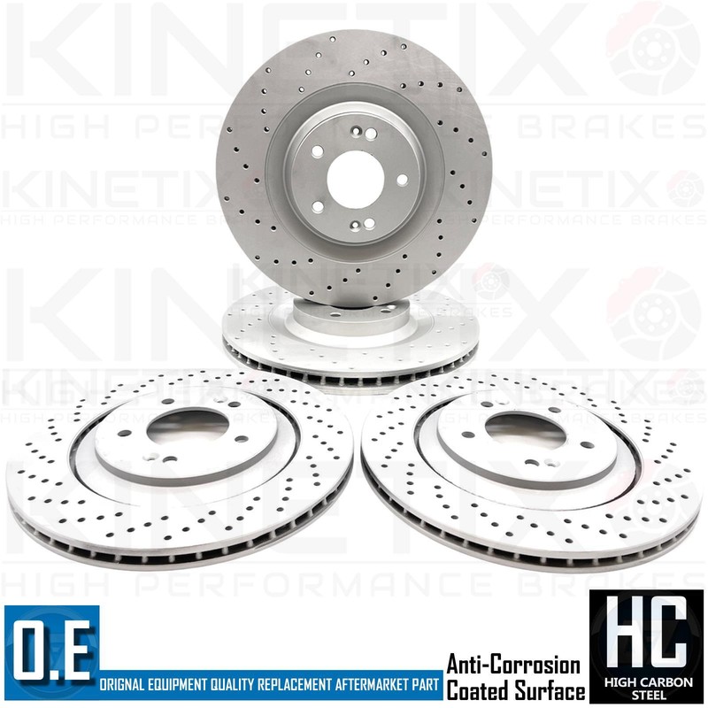 FOR AUDI A5 45 TFSI CROSS DRILLED FRONT REAR COATED BRAKE DISCS 350mm 330mm