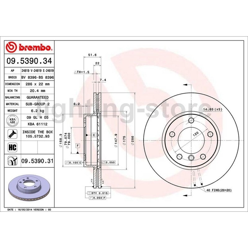 6 Brembo Disc Brake Pad Set Disc Brake Rotor Front Rear For Z4 2003-2005 BMW gallery