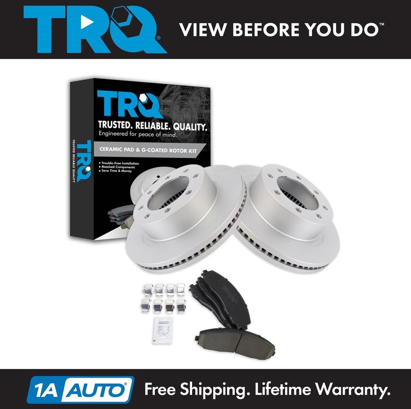 TRQ Front Premium Ceramic Brake Pad & Coated Rotor Kit for Ford Pickup Truck
