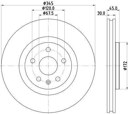 2X Mintex MDC2922C Front Brake Discs 345mm Vented Fits Opel Vauxhall Insignia