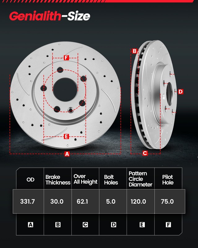 332mm Front Brake Rotors + Ceramic Pads for 2000-2002 2003 2004 2005 2006 BMW X5 gallery