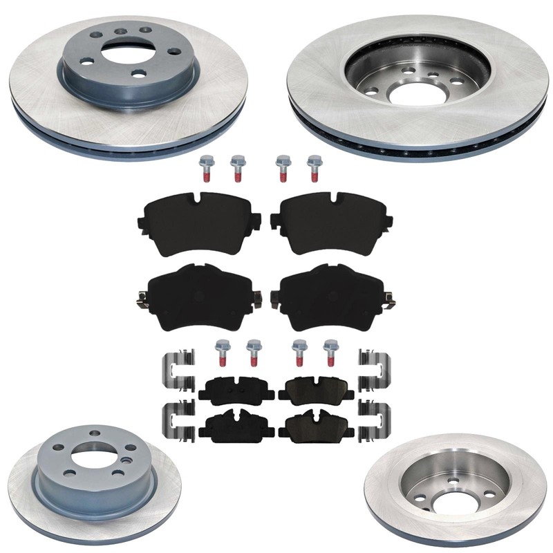 Frt & Rr Coated Disc Brake Rotors & EPS Brake Pads For Mini Cooper S 2014 2015