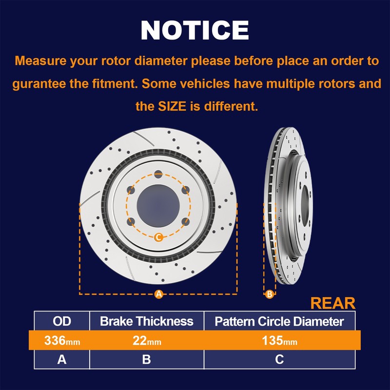 350mm (13.79 Inch) Front Rear Drilled Brake Rotors Brake Pads Kit for Ford F-150 gallery
