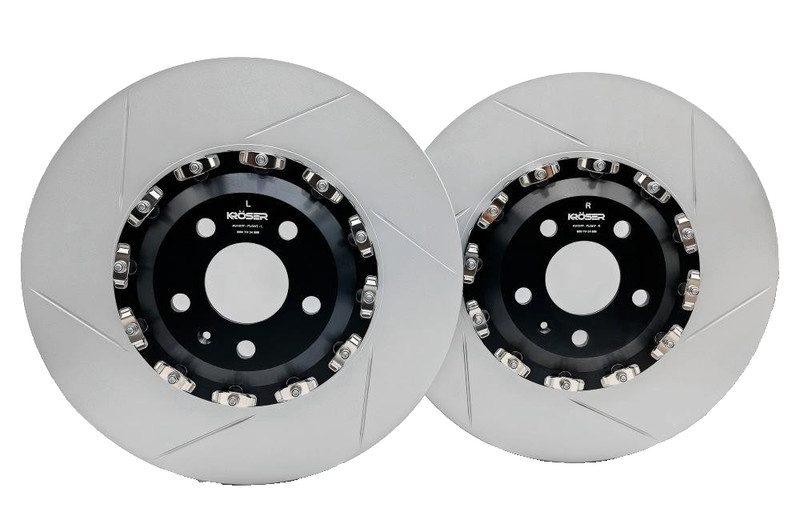 TWO PIECE FOR AUDI A6 A7 Q7 TOUARE SLOTTED FLOATING FRONT BRAKE DISCS ROTORS