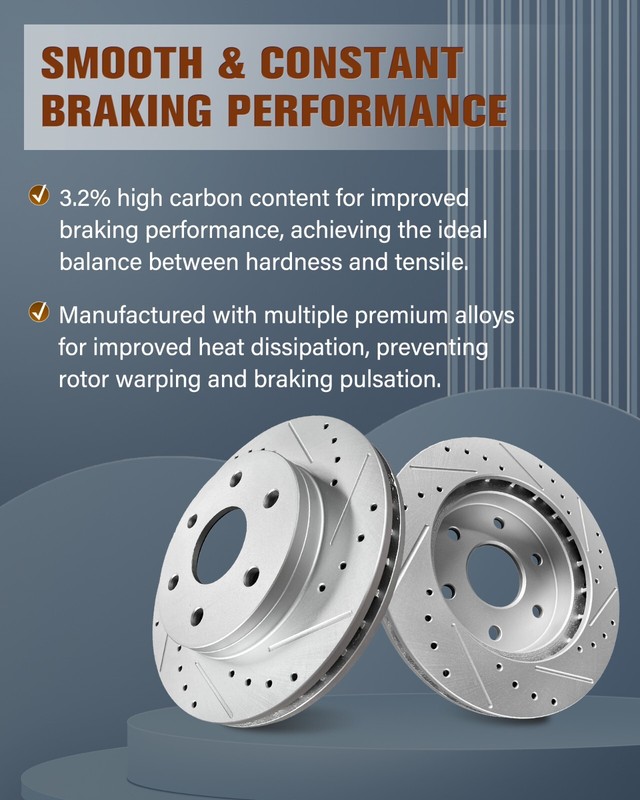 Front Brake Rotors Drilled & Slotted for Toyota Sienna RX450H RX350 NX300 NX300H gallery