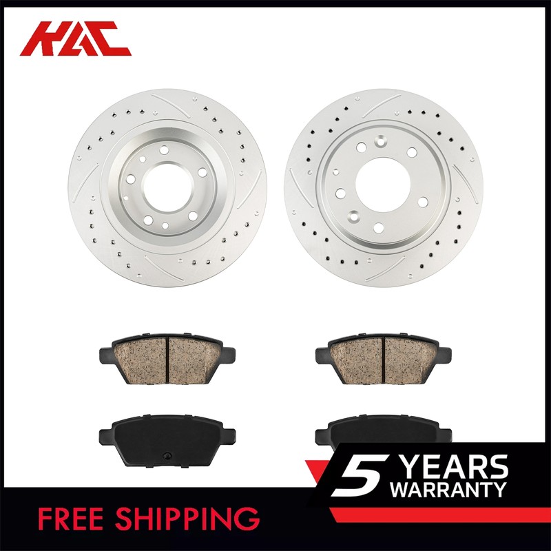 31325 1161 Rear Disc Rotors + Brake Pads for Mazda 6 2006-2007 2.3L