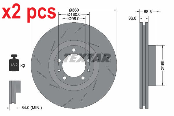 X2 PCS L&R SIDES BRAKE DISC 92214005