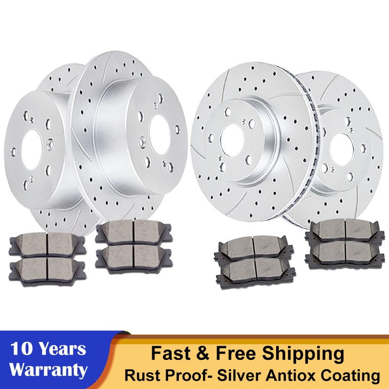 Front Rear Rotors Brake Ceramic Pads Brakes Fit Toyota Camry Avalon Lexus ES350