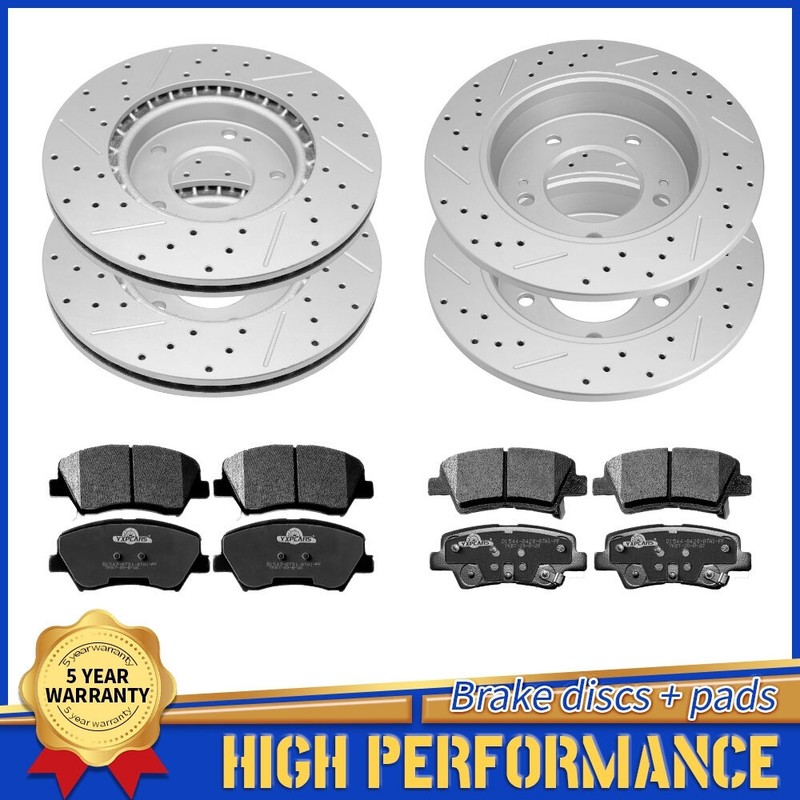 Front Rear Brake Rotors & Ceramic Pads For Hyundai Elantra Veloster Kia Forte