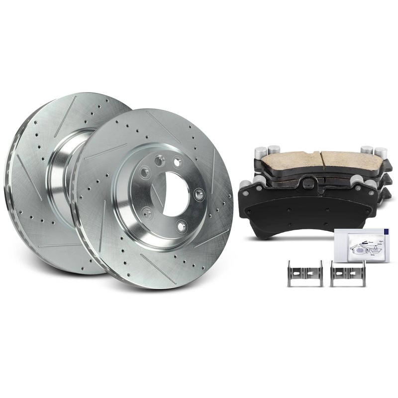 6xFront Drilled Brake Rotors & Ceramic Brake Pads for Audi Q7 VW Touareg Porsche gallery