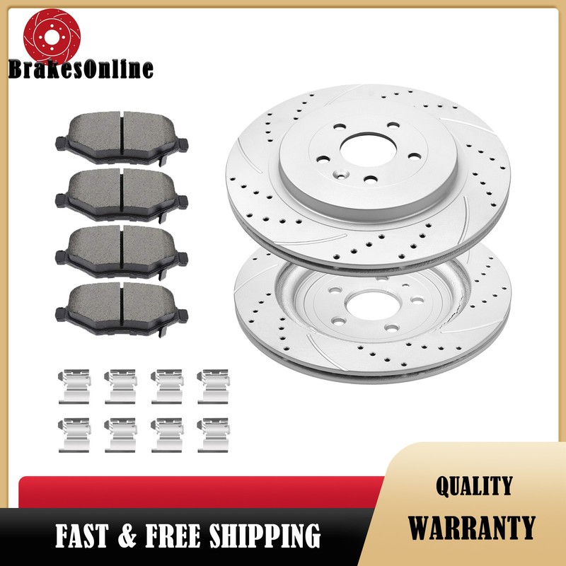 REAR Drilled Brake Rotors Pads for Ford Flex 13-2019 Heavy Duty Brakes Package