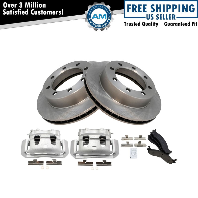 Front Brake Calipers Pads & Rotors Fits 1995-1997 Ford F-250 F-350