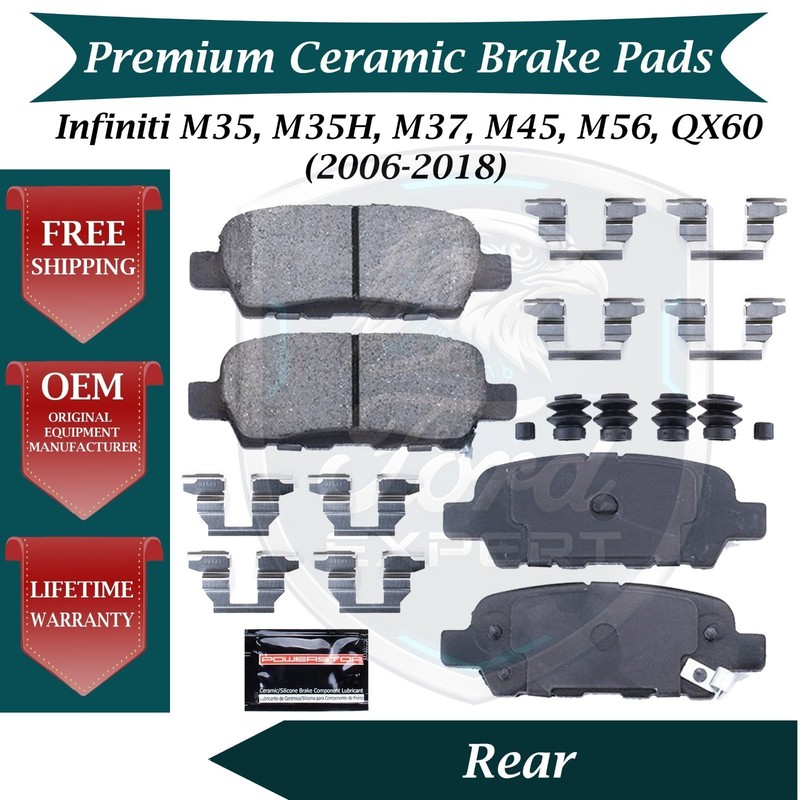 NEW OE Rear Ceramic Brake Pads Kit For 2006-2018 Infiniti 9 Yr Warranty