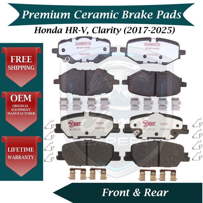 New OE Front & Rear Brake Pads For 2017-2025 Honda Clarity HR-V 10 Yr Warranty