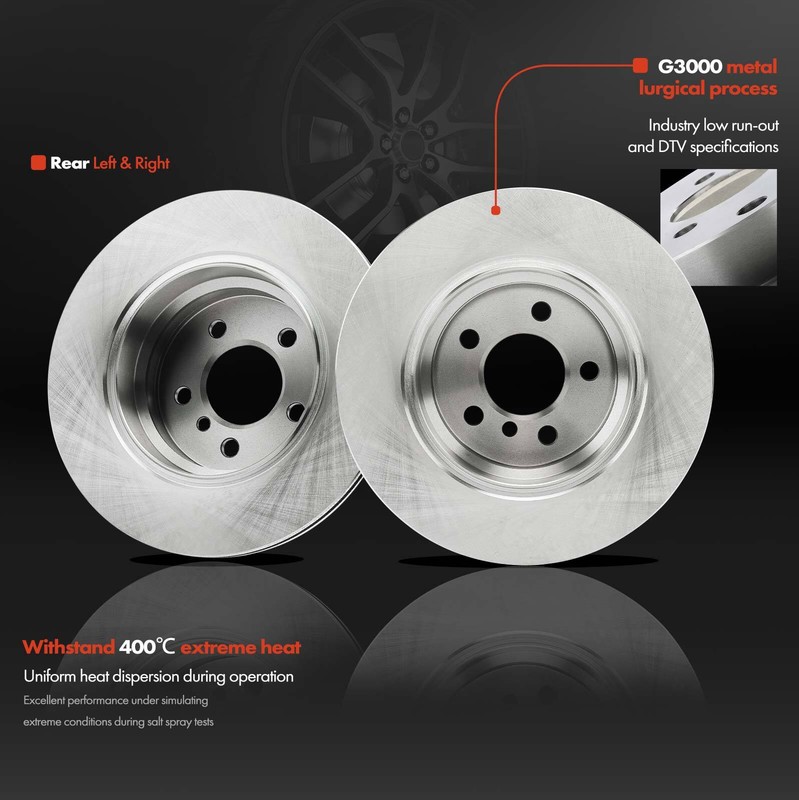 2pcs Rear Driver & Passenger Side Disc Brake Rotors for BMW X5 2002 2003 04-06 gallery