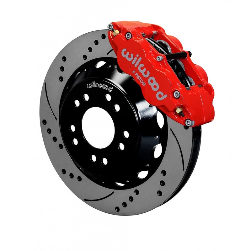 Wilwood 1963-1987 Brake Kit Narrow Superlite 6R Front Hat Kit 14.00 Drilled Red