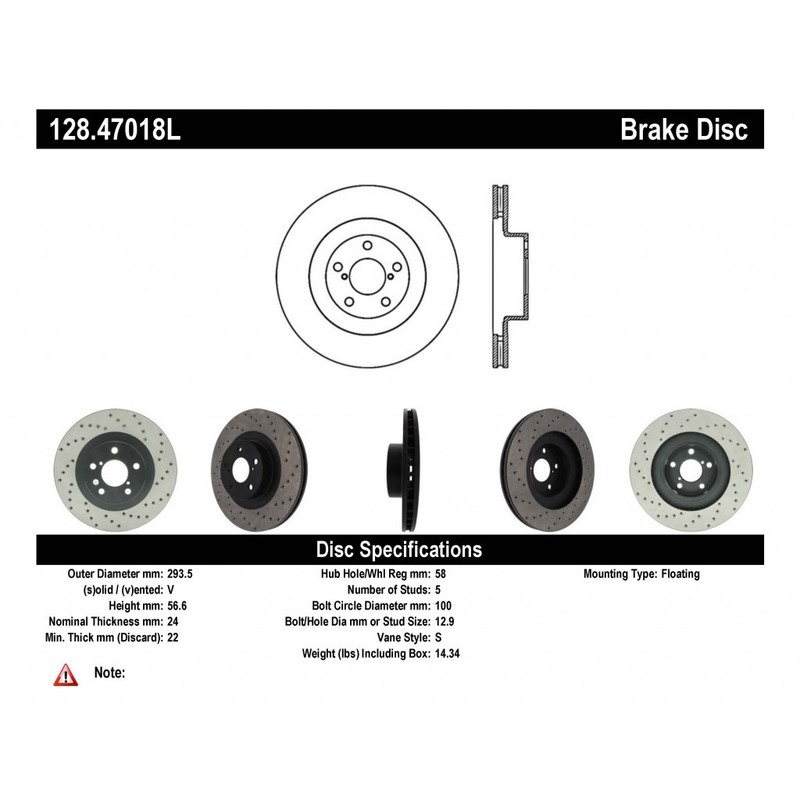 StopTech For Saab 9-2X 2005 2006 Brake Rotor Drilled - Front Driver Side gallery