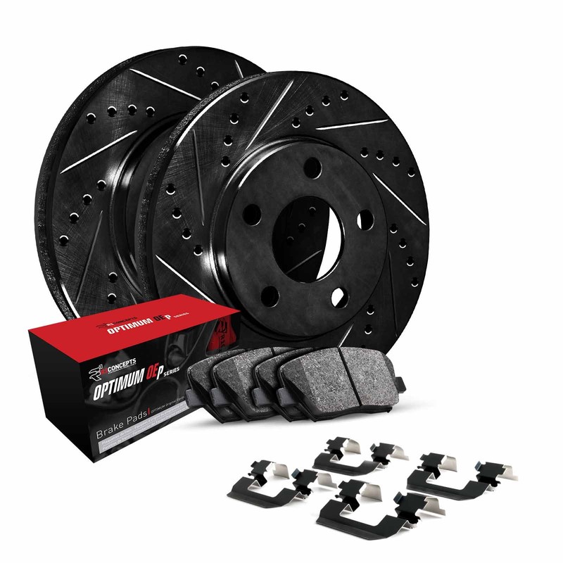 R1 Concepts Whuh1 13027 R1 Brake Rotors D S Black W Optimum Oe Pads Hdw