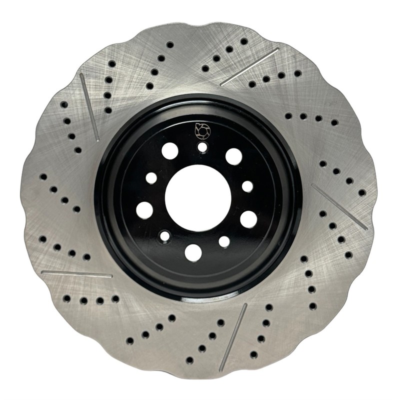 FRONT BRAKENETIC Premium Wave Drilled Slotted Brake Rotors M5 M6 GC BWP34148.DS gallery