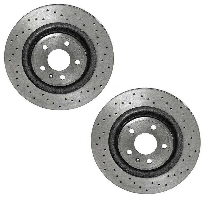 Brembo Xtra Pair Set of 2 Rear X-Drilled 330mm Brake Disc Rotors For Audi S4 S5