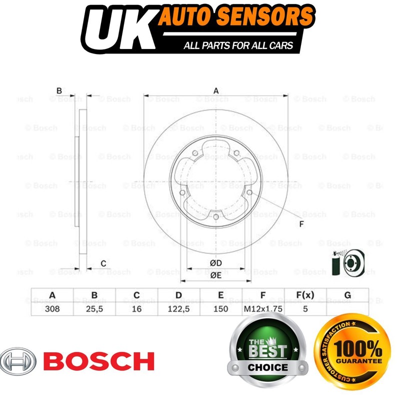 Fits Ford Transit 2014-2024 Bosch Rear Brake Discs 1815599 BK312A315AB