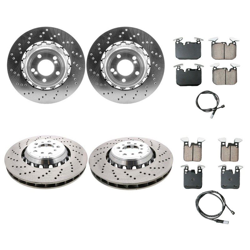 SHW OEM Front and Rear Brake Kit Disc Rotors Akebono Ceramic Pads for BMW F87 M2