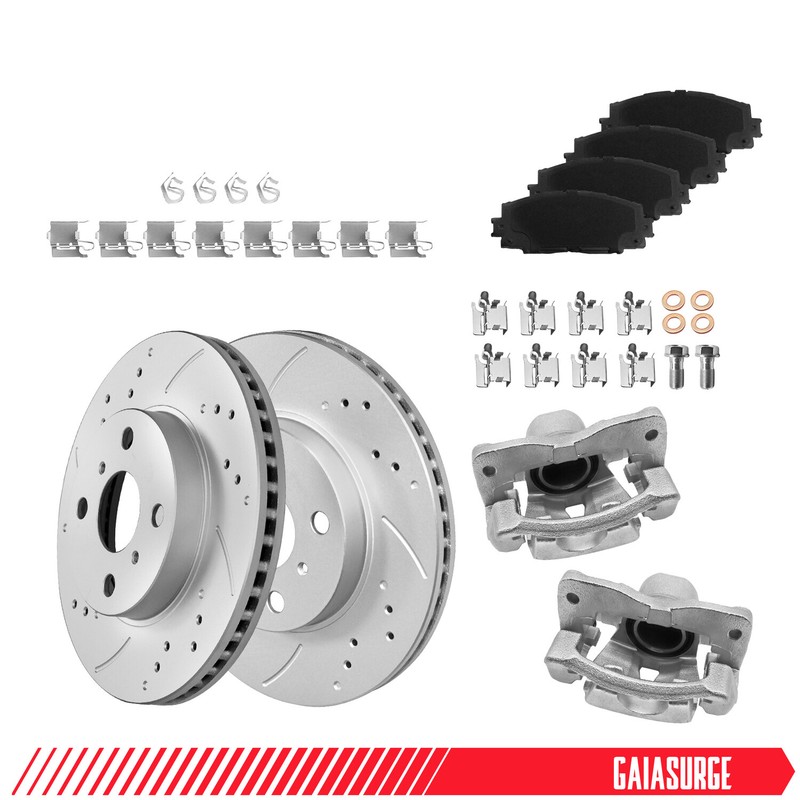 Front Brake Rotors Pads + Brake Calipers Kits for Toyota Prius C Yaris Scion iQ