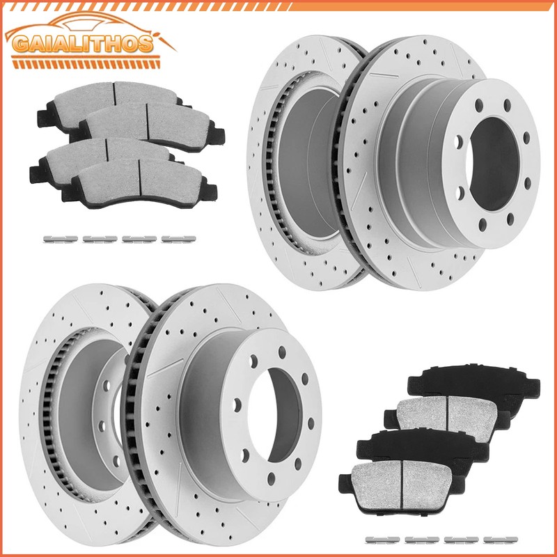 Front Rear Brake Rotors Ceramic Pads Kit For 2003-2008 Dodge Ram 2500 3500 1500