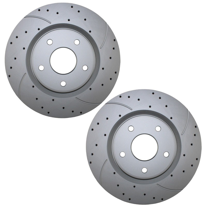 Bison Performance Set Front Drilled 330mm Brake Rotors for Chrysler Dodge Ram VW