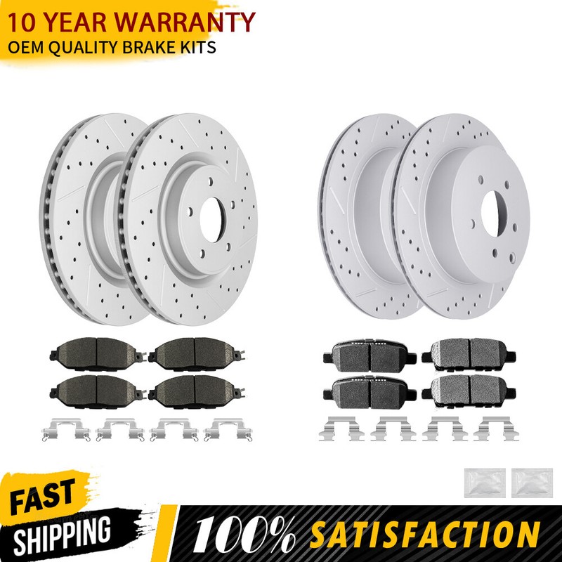 For 2013 -2019 Nissan Pathfinder Murano Front & Rear Brake Rotors + Ceramic Pads