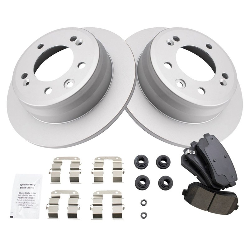 TRQ Rear Ceramic Brake Pad & 2 Coated Rotor for Elantra Touring Sportage Tucson gallery