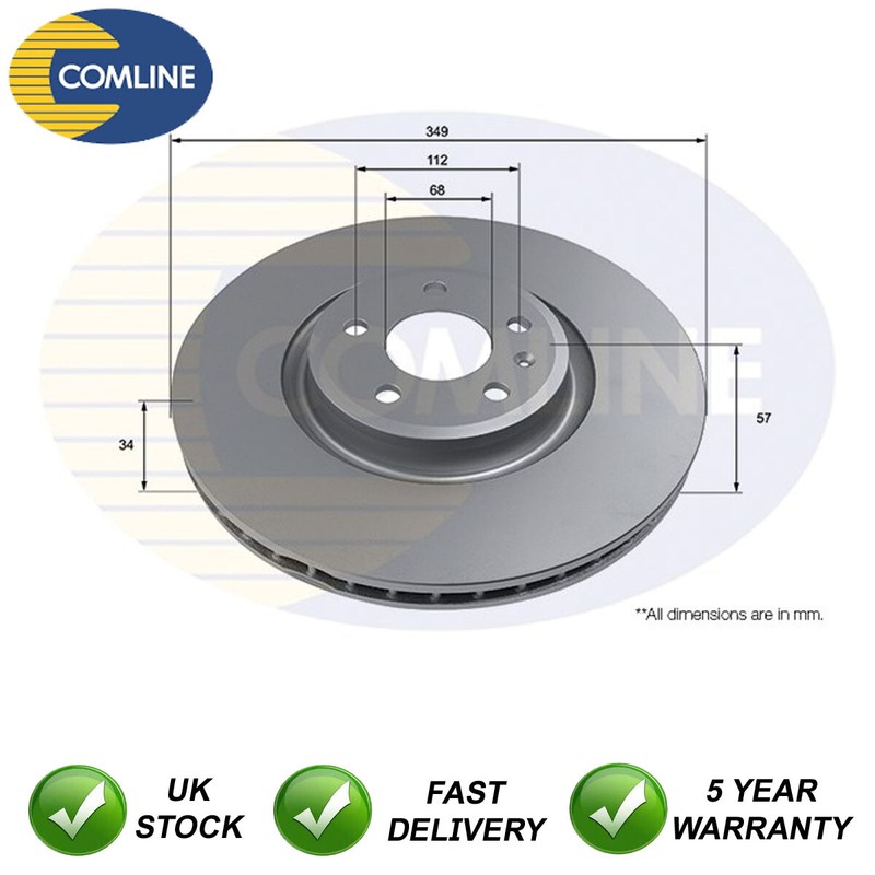 Brake Disc Front Comline Fits Audi A4 2015- A5 2016- Q5 2016- Q7 2015-