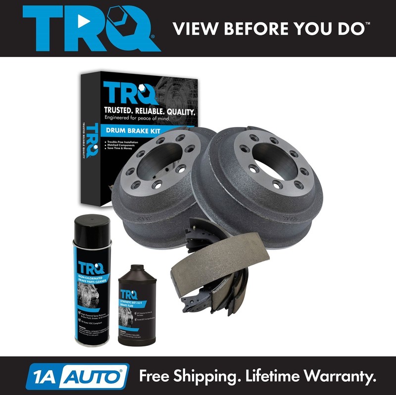 TRQ Brake Drum & Shoe Rear Left Right Kit w/Fluids for Ford E250 E350 F250 F350