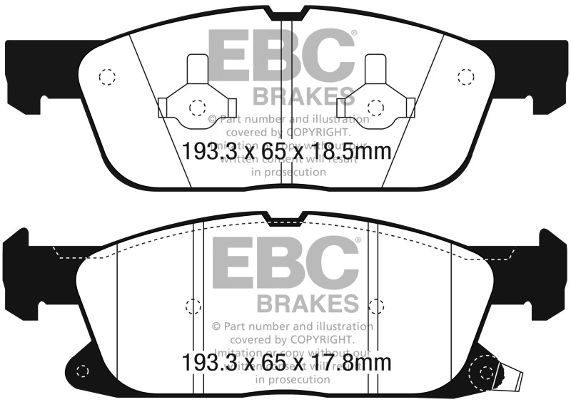 EBC Yellowstuff Brake Pads for Lincoln MKZ & Continental 2017-2018 – Front gallery