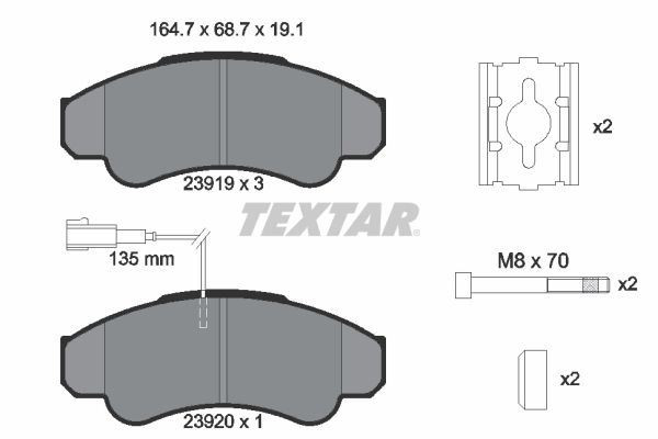 Textar Front Internally Vented Discs & Brake Pads Service Kit Fits Fiat Ducato gallery