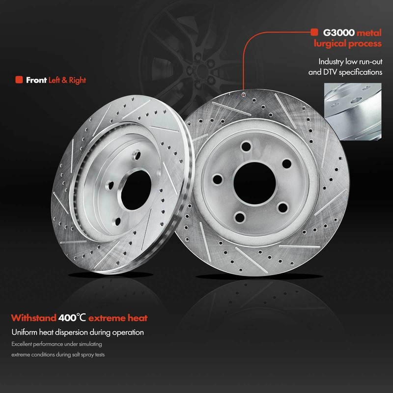 Front Drilled & Slotted Brake Rotors & Ceramic Pad for Dodge Ram 1500 Chrysler gallery