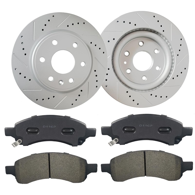 Front Disc Brake Rotors + Brake Pads For Buick Enclave Chevy Traverse