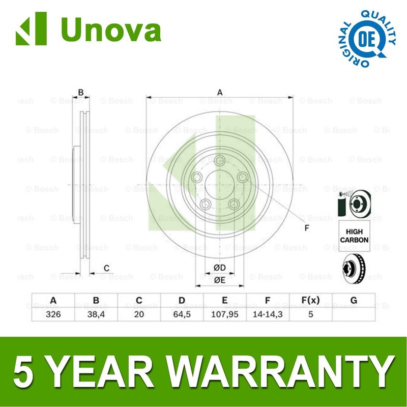 Brake Disc Rear Unova Fits Jaguar XF S-Type XJ XK XK8 C2C25339 C2D26352