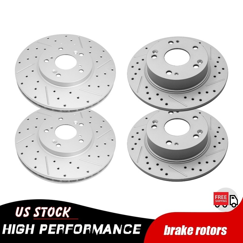 300mm Front & 260mm Rear Drilled Disc Rotors for Acura TSX Honda Accord