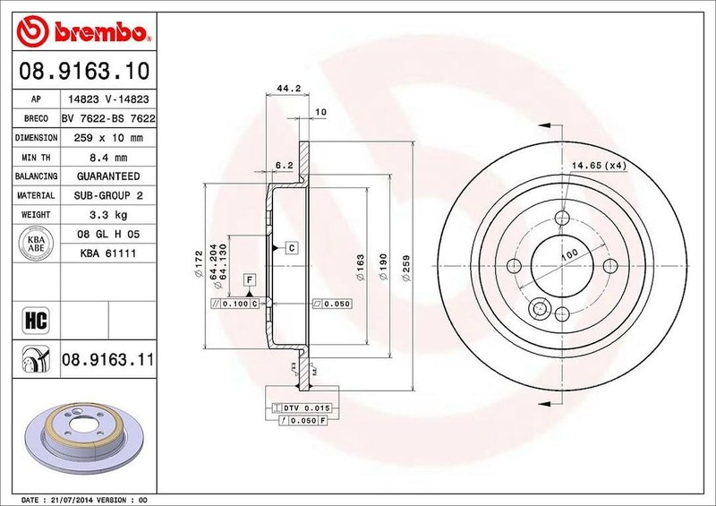 Brembo 08916311C02 Disc Brake Rotor gallery