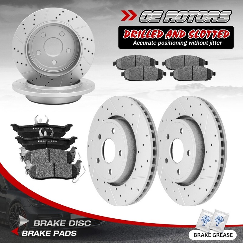for 2005 – 2010 Jeep Grand Cherokee Commander Front & Rear Rotors + Brake Pads