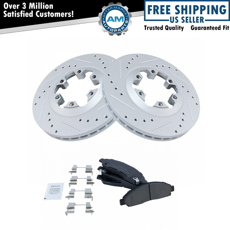 Disc Brake Rotor Drilled & Slotted Zinc Coated & Posi Ceramic Pad Set