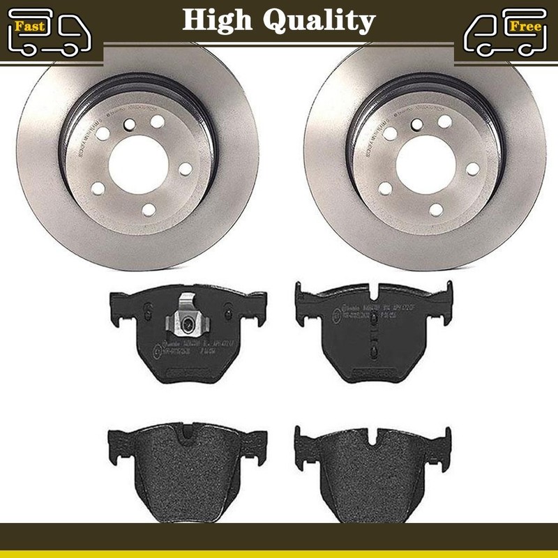Rear Brake Pads and Disc Rotors Set Fits BMW X5 3.0L 4.4L BMW X6 3.0L