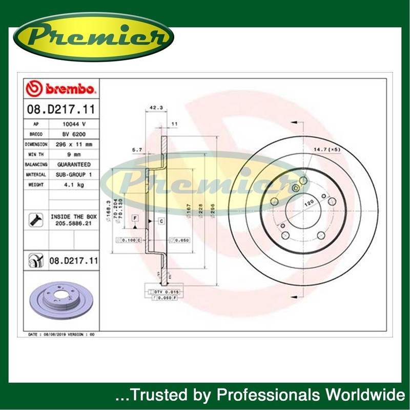 Premier Rear Brake Discs Fits Honda Civic 2015-2016 2.0 42510TV8E00